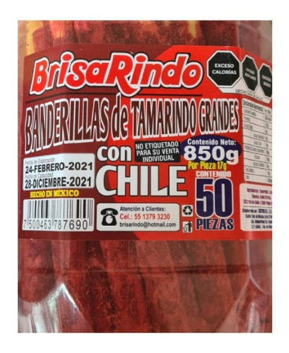 Banderilla De Tamarindo Enchilado  Azúcar Grande C/50