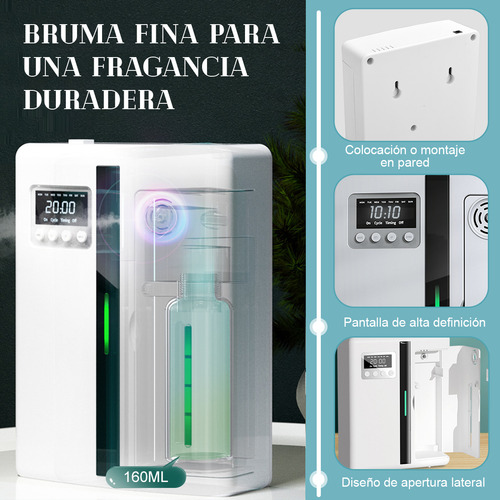Time4buy Difusor Bluetooth De Profesional Aromatización,Nano atomización,difusión uniforme de la fragancia,temporización de cuatro etapas,fragancia cíclica,eliminación de olores, fragancia moderada