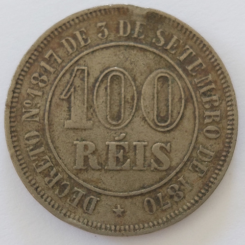 Brasil Moeda 100 Réis 1877
