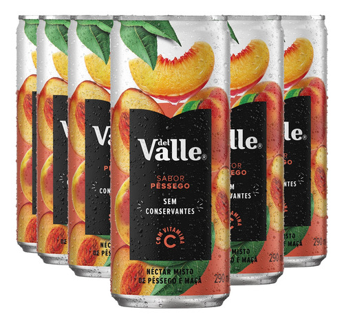 Del Valle Pêssego Lata 290ml (6 Latas) Kit Líquido Del Valle