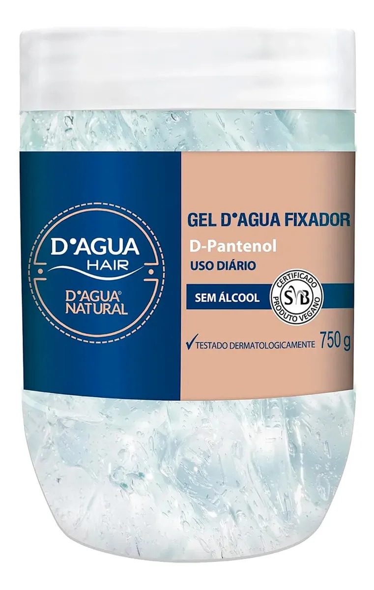 D'Agua Natural Gel Fixador de Penteados P Cabelos Cabelereiros 750g Uso