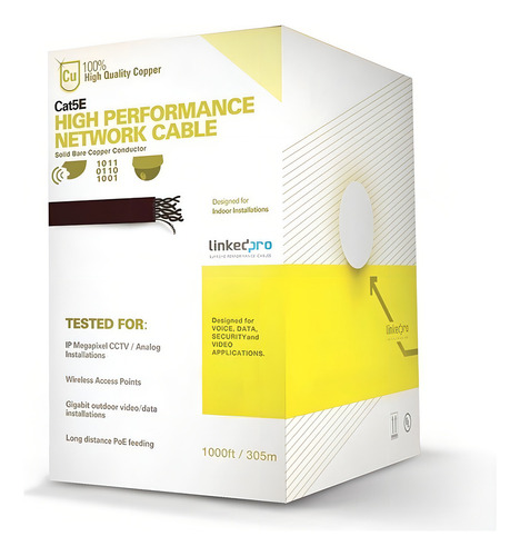 Bobina Linkedpro 305m Cat 5e Utp Ul 100% Cobre Procat5ew