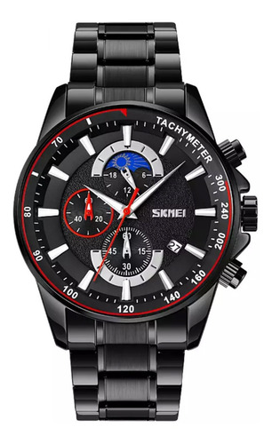 Reloj Casual Skmei 9250 Taquimetro Correa Metal Negro