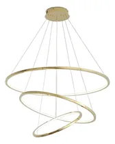Comprar Lustre Led Moderno Pendente Anéis Led 89w 3 Arcos Dourado