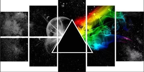 Painel Mosaico 5 Partes Pink Floyd The Dark Side Of The Monn