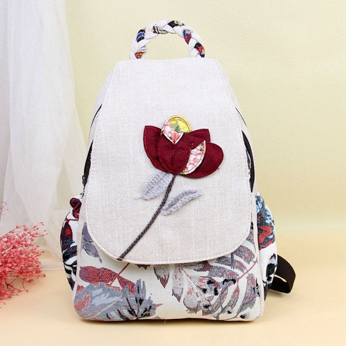 Mochila Pequeña Y Fresca Tejida A Mano Con Flores Ligeras, B