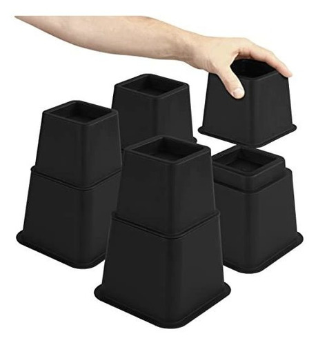 Imagen 2 de 8 de 4 Suplementos Para Muebles Ajustables Cama-sofa-mesa Negro