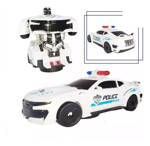  Auto Policia Transformable Robot Juguetería Sonido Y Luces