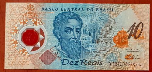 Cédula Brasil 10 Reais Cabral 1993. Sob Série 2221.original
