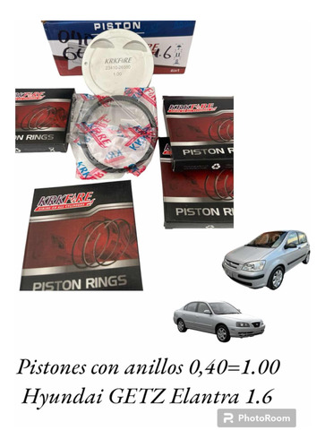 Pistones Con Anillos 0,40=1,00 Hyundai Getz Elantra 1.6