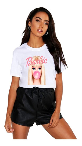 Polera Dama Estampada 100%algodon Barbie Con Chicle