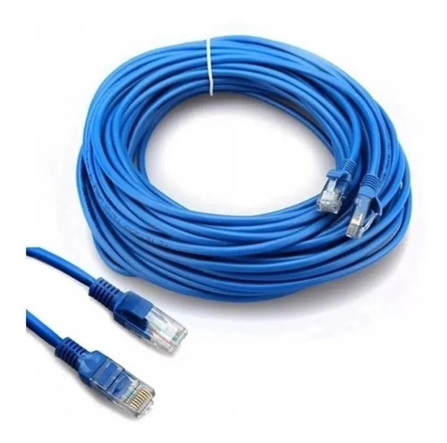 Cabo De Rede 20 Metros Montado Rj45 Internet Lan Azul Pc Not