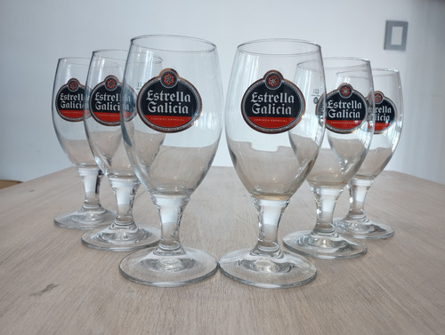 Set 6 Copas Cerveza Estrella Galicia Importadas Blanco (Usado)