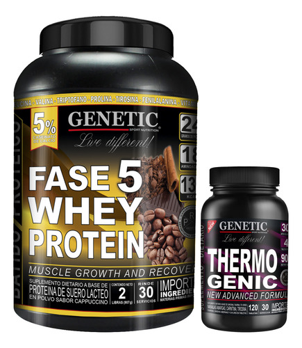 Proteína Fase 5 Thermogenic Fuerza Quemador De Grasa Genetic Sabor Cappuccino