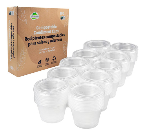 Vasos Compostables Para Condimentos Con Tapa Jacent, Vasos P