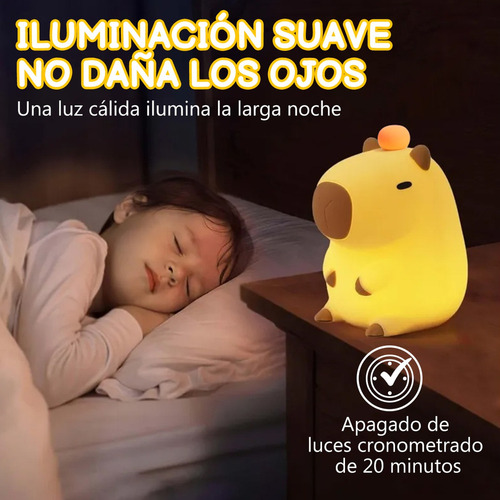 Lámpara Nocturna De Silicona Capibara De Control Táctil