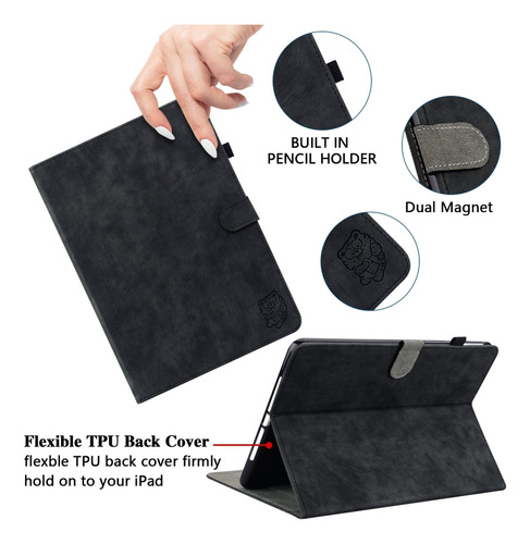 Capa De Tablet De Couro Em Relevo Preta Para Honor Pad X8 Pr