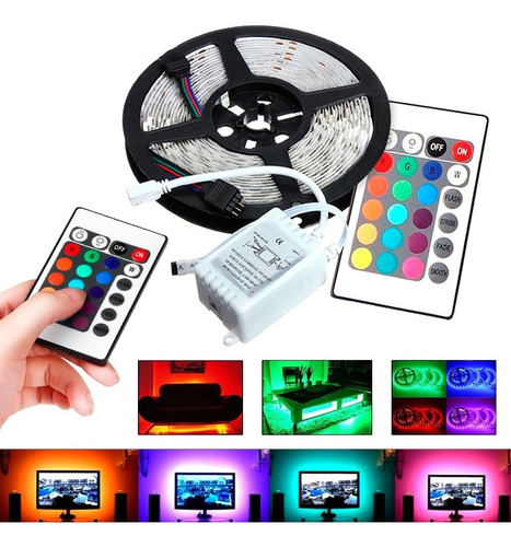 Imagen 2 de 2 de Cinta Led Rgb 5050 Rollo Multicolor De 5 Metros 110v