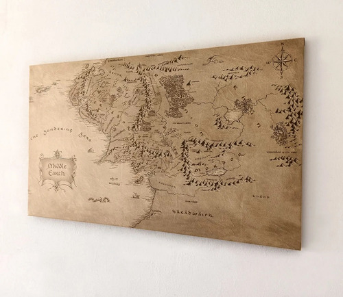 Cuadro Señor De Los Anillos Tierra Media Middle Earth Mapa 