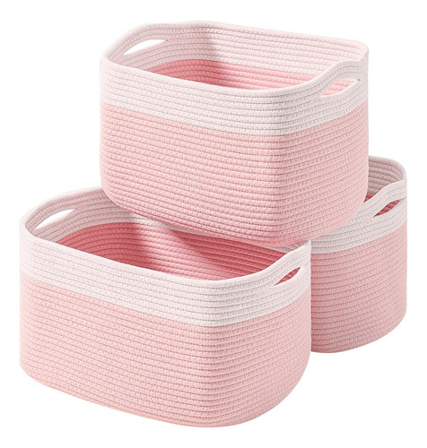 Juego Cestas Almacenamiento 3 Organizadoras Estantes Color Rosa