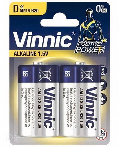 Pack X 2 Pilas D Alcalinas Am1/lr20 Original Vinnic 