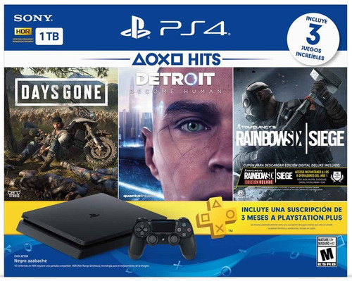 Consola Ps4 Slim 1.000gb + 3 Juegos + 3 Meses Plus