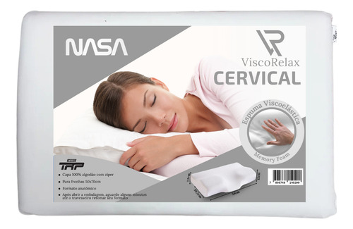 Travesseiro Viscoelástico Nasa Visco Relax Cervical Médio Cor Branco