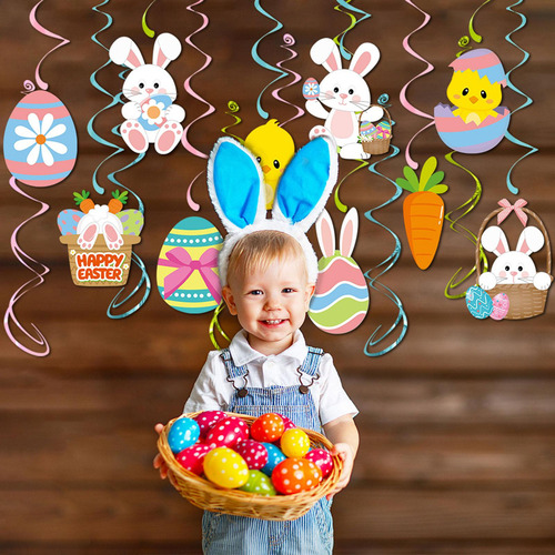Xj Pancarta De Feliz Pascua, Decoraciones Colgantes En