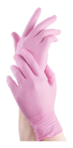 Guantes De Nitrilo X 100 Unidades Color Rosa