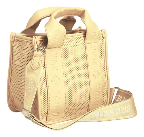 Satchel Bwebber Perf Panna Cotta Steve Madden Bags Acabado De Los Herrajes Níquel Color Beige Correa De Hombro Beige Diseño De La Tela Lisa