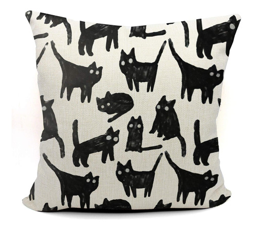 Mancheng-zi Fundas De Almohada De Gato Negro 18 X 18, Decora