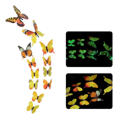 Calcomanías Luminosas Con Diseño De Mariposas En 3d