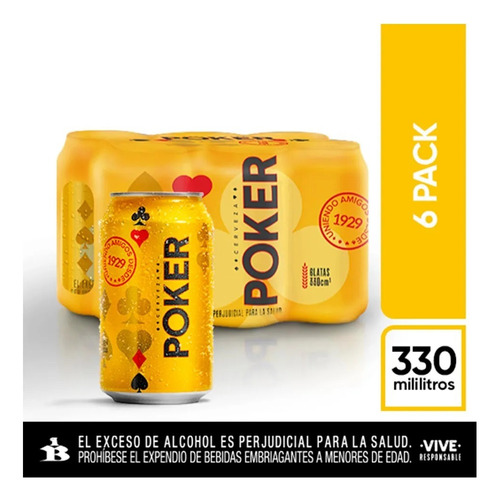 Cerveza Poker 4 Sixpack 330cm