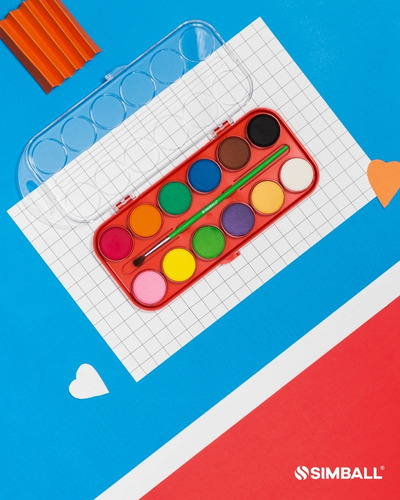 Kit Arte Lienzo, Acuarelas Y Crayones Acuarelables Simball