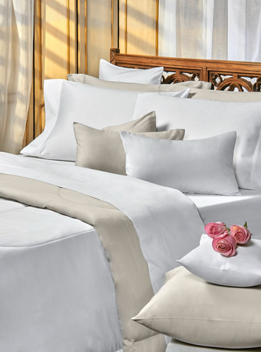 Juego De Sabanas 500 Hilos 140 X 200 X 35 - 100% Algodon Blanco Liso