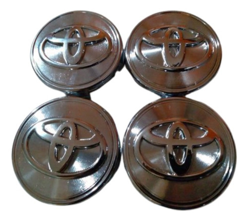 4 Tapas Rueda Central Llanta Toyota 62 Mm Plata Brillante