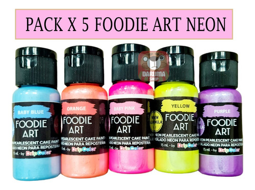 Pack X5 Colorante Comestible Liquido Foodie Art Perlado Neon