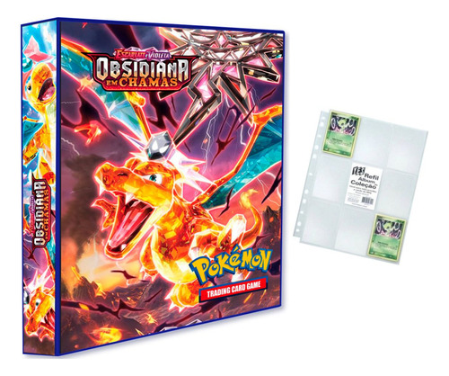 Álbum Pasta Fichário Pokemon Obsidiana Em Chamas + 10 Folhas