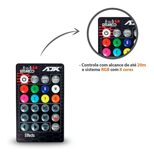 Imagem 5 de 10 de 4 Strobo Automotivo Carro Ajk 4 Faróis Rgb Com Controle Novo
