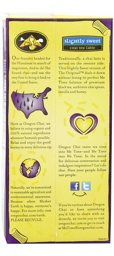 Oregon Chai Ligeramente Dulce Té Chai Latte Concentrado Caja