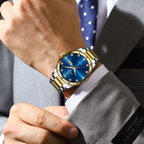 Reloj Luminoso De Acero Inoxidable Para Hombre Con Fecha Y S