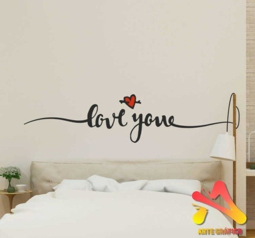 Vinilo Decorativo Pared Cabecera De Cama Love You 70x16cm