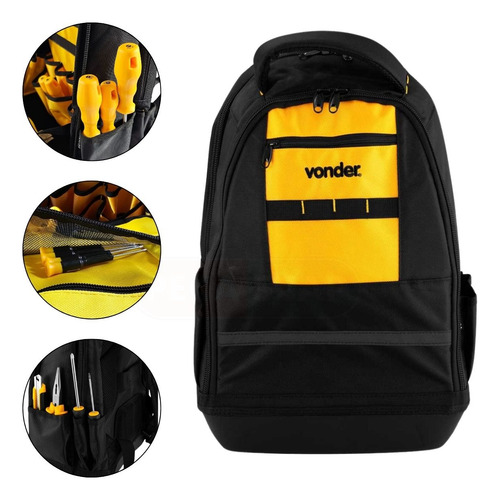 Mochila 24 Bolsos Com Base Reforçada P/ Ferramentas - Vonder