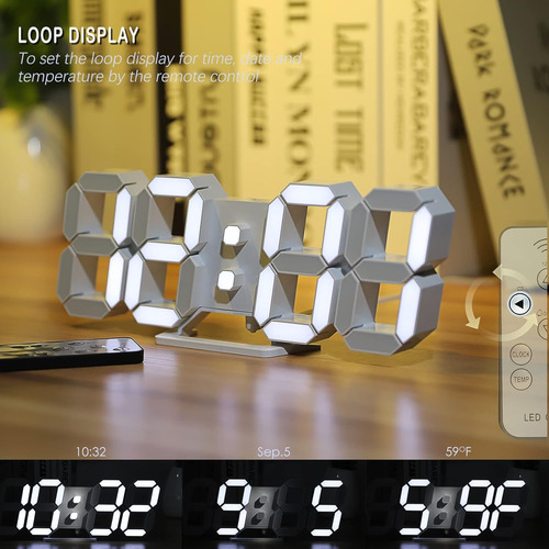 Reloj Digital 3d Led Reloj De Pared 9.7 , Reloj De Mesa...