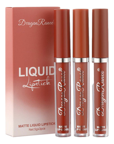 Juego De 3 Piezas De Lápiz Labial Largo Glossy Liquid Beauty