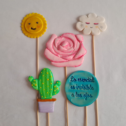 Adorno Torta Topper Porcelana F Madres Dulce Espera Mujer X4 Rosa Mamá - Dulce Espera - Mujer