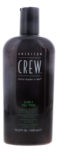  American Crew 3-en-1 Tea Tree Champú, Acondicionador Y Gel D