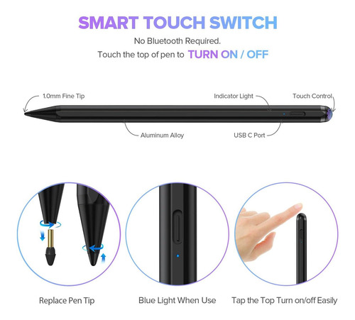Lápiz De Lápiz Activo De Carga Rápida De Stylus Pen 2x Con