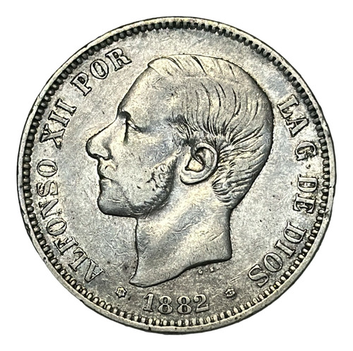 Moneda España 5 Pesetas Año 1882 25 Grs. Plata 900 Km#688