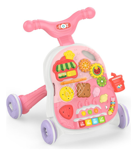 Andador Caminador Infantil Mesa Didactica 2 En 1 Pf13 Rosa